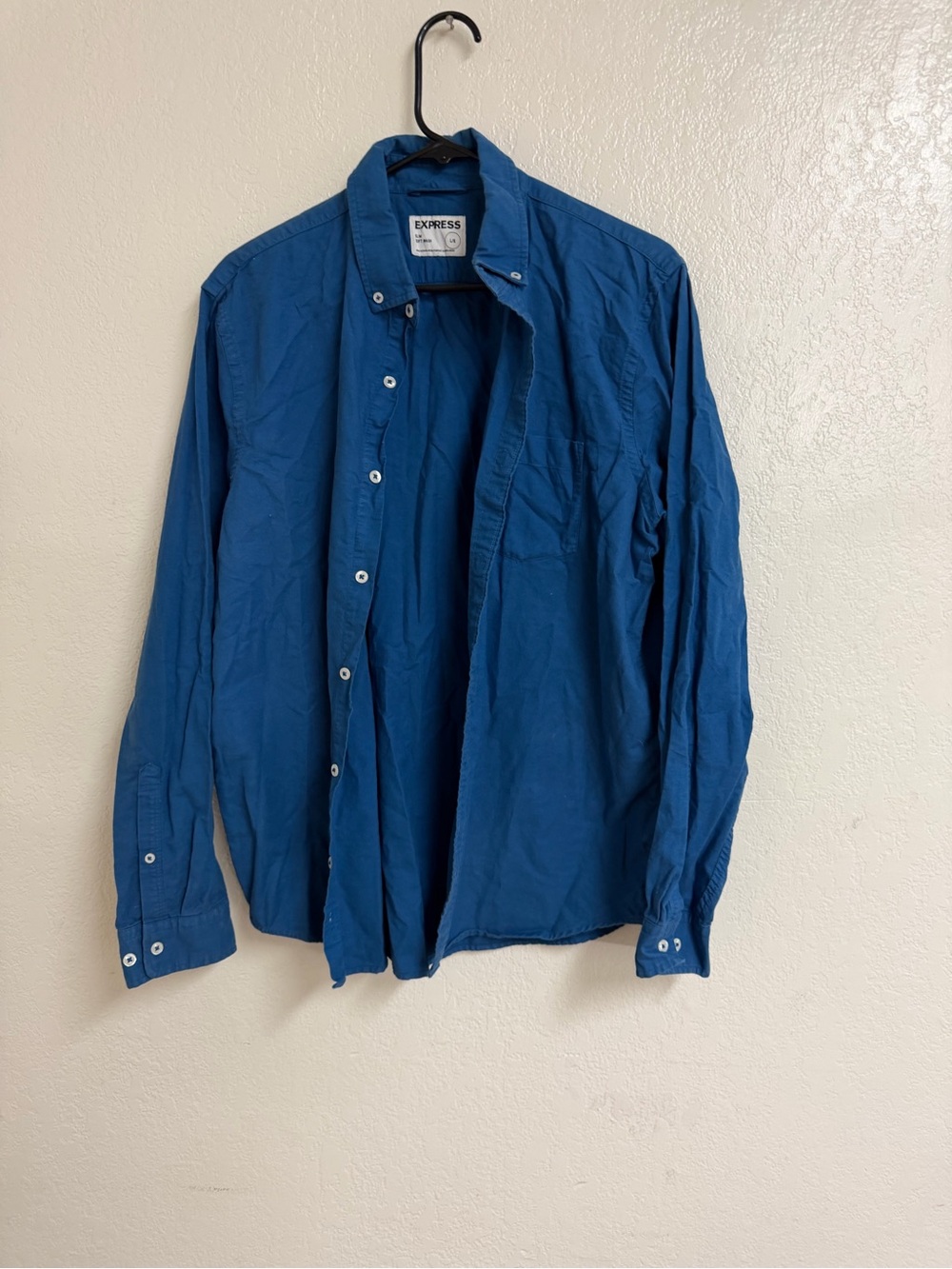 Express Men's Casual Button-Down Shirt in Deep Blue